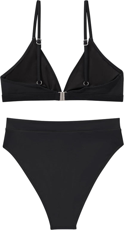 Women Sexy High Waisted 2 Piece Bikini Sets Triangle High Cut Swimsuits - Seldom Seen Styles