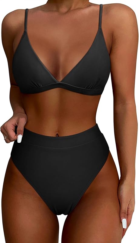 Women Sexy High Waisted 2 Piece Bikini Sets Triangle High Cut Swimsuits - Seldom Seen Styles