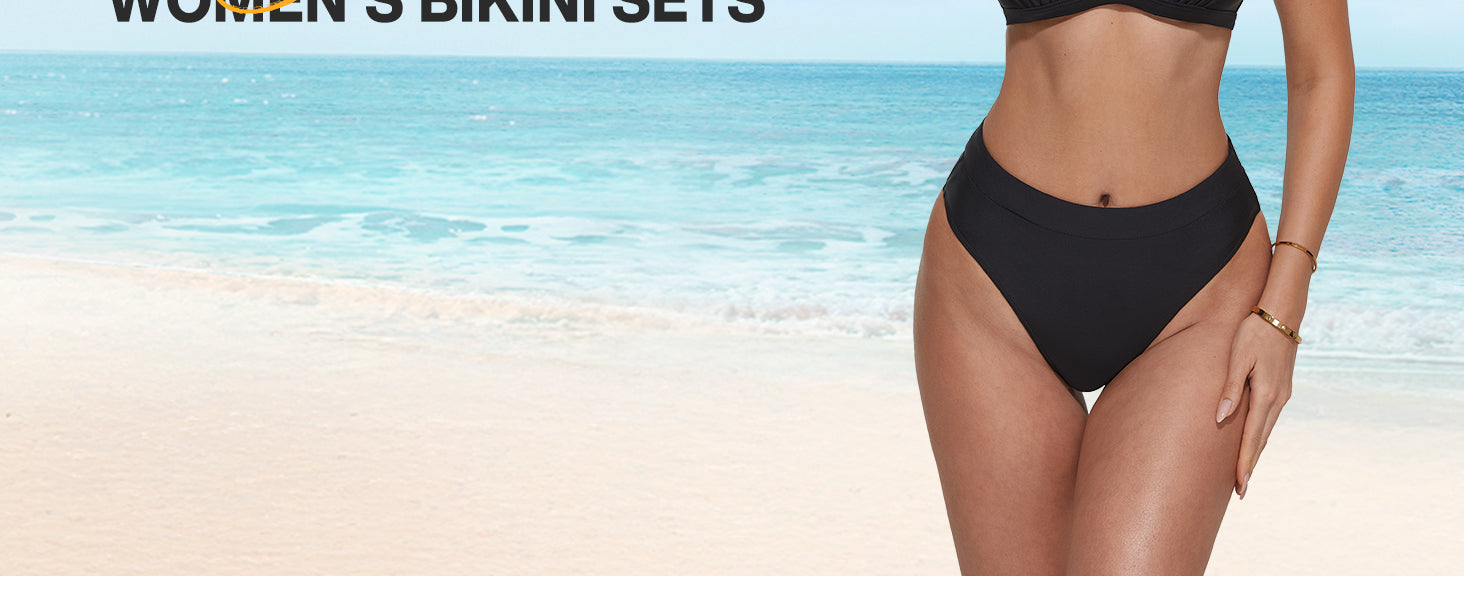 Women Sexy High Waisted 2 Piece Bikini Sets Triangle High Cut Swimsuits - Seldom Seen Styles