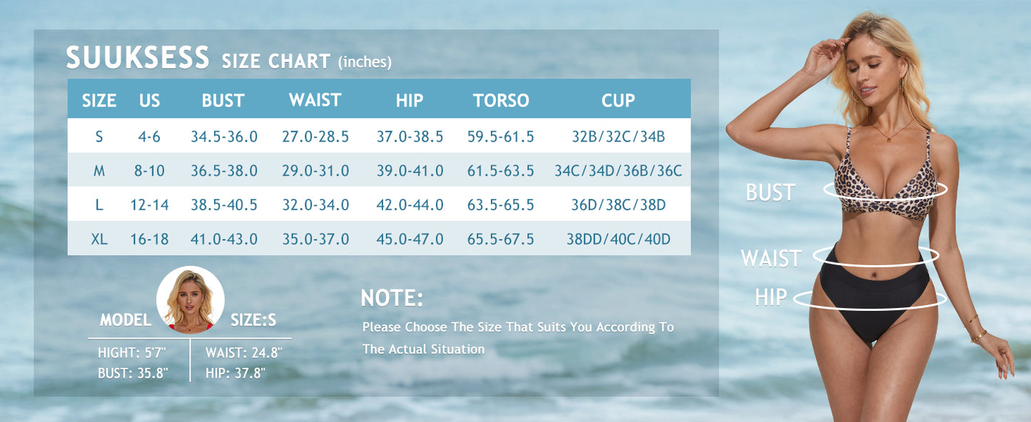 Women Sexy High Waisted 2 Piece Bikini Sets Triangle High Cut Swimsuits - Seldom Seen Styles