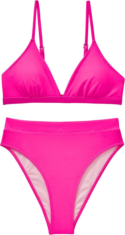 Women Sexy High Waisted 2 Piece Bikini Sets Triangle High Cut Swimsuits - Seldom Seen Styles