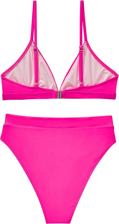 Women Sexy High Waisted 2 Piece Bikini Sets Triangle High Cut Swimsuits - Seldom Seen Styles