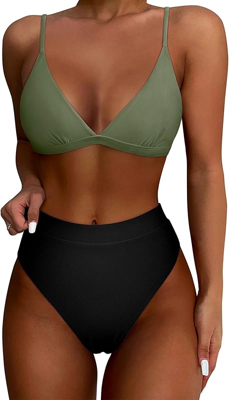 Women Sexy High Waisted 2 Piece Bikini Sets Triangle High Cut Swimsuits - Seldom Seen Styles