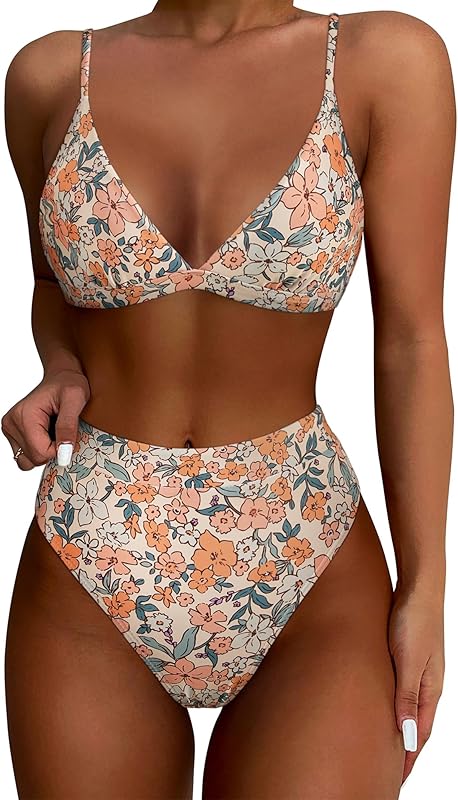 Women Sexy High Waisted 2 Piece Bikini Sets Triangle High Cut Swimsuits - Seldom Seen Styles