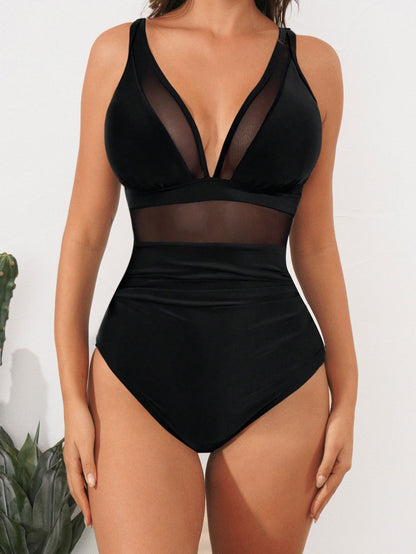 Women Sexy Mesh Tummy Control Swimsuit Push Up High Waisted Bathing Suit - Seldom Seen Styles