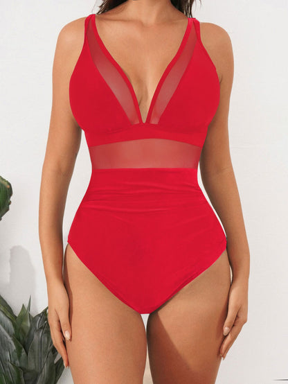 Women Sexy Mesh Tummy Control Swimsuit Push Up High Waisted Bathing Suit - Seldom Seen Styles