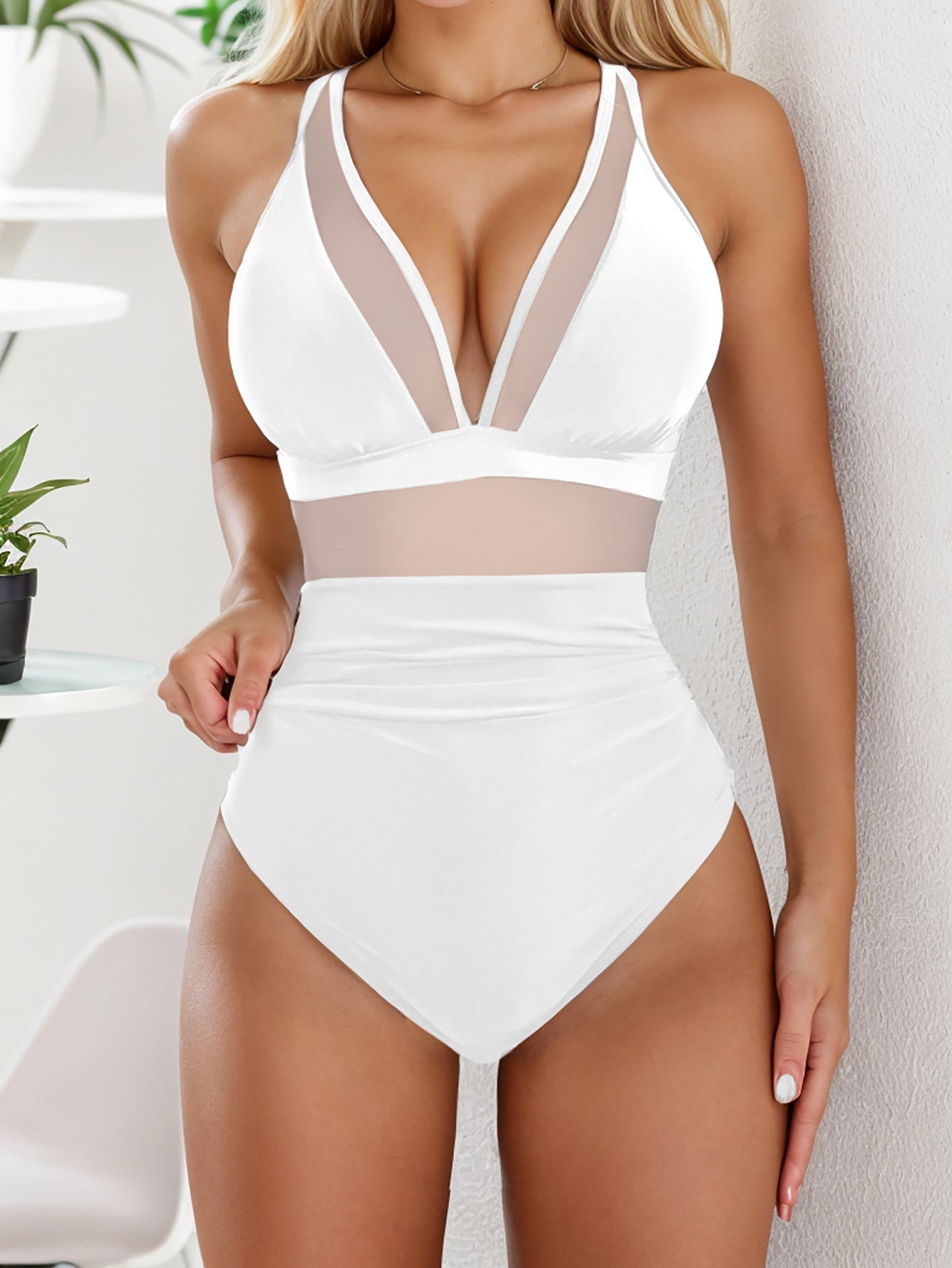Women Sexy Mesh Tummy Control Swimsuit Push Up High Waisted Bathing Suit - Seldom Seen Styles