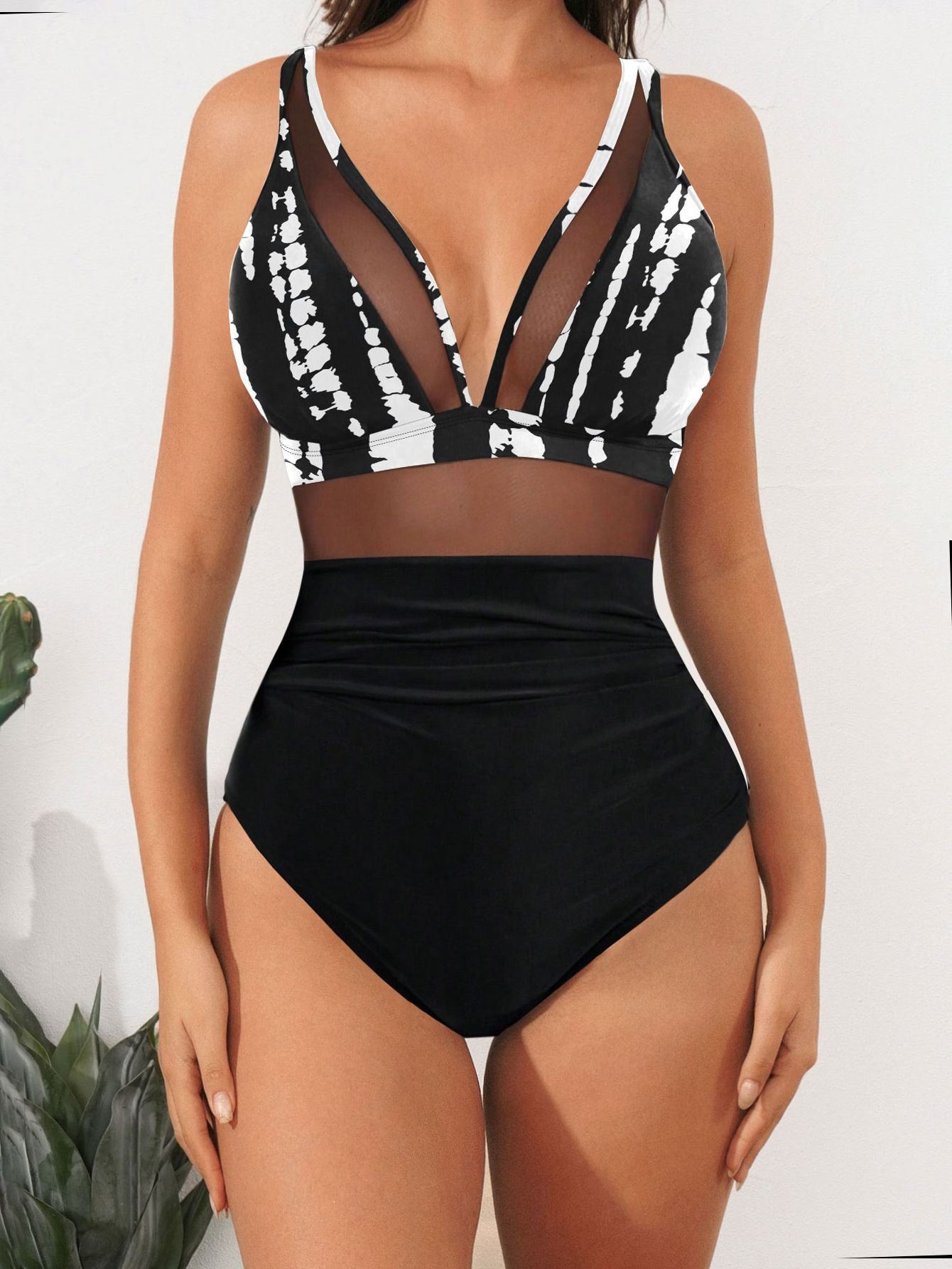 Women Sexy Mesh Tummy Control Swimsuit Push Up High Waisted Bathing Suit - Seldom Seen Styles