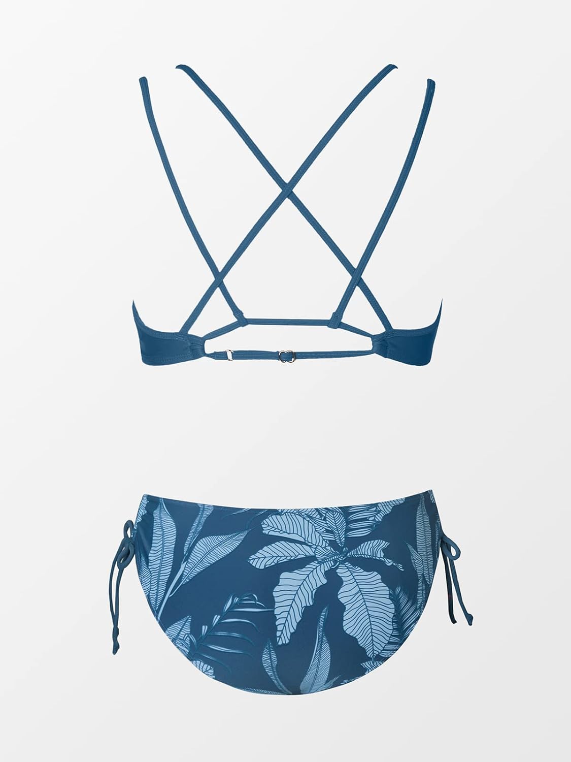 Women Swimsuit Bikini Set Two Piece Bathing Suit Criss Cross Back Strappy Side with Double Spaghetti Straps - Seldom Seen Styles