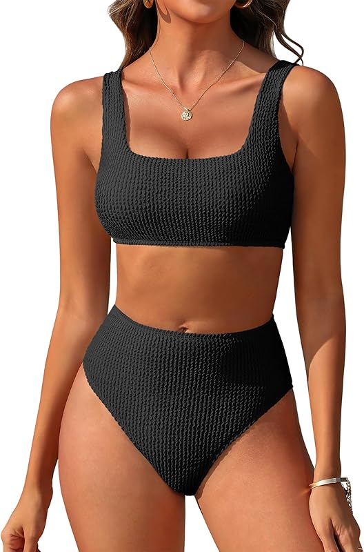 Women Swimsuits Two Piece Bikini Set High Waisted Ribbed Tummy Control Modest Bathing Suits 2025 Beach Swim Wear - Seldom Seen Styles