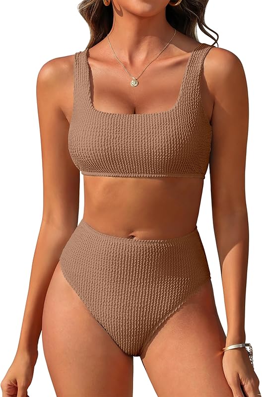 Women Swimsuits Two Piece Bikini Set High Waisted Ribbed Tummy Control Modest Bathing Suits 2025 Beach Swim Wear - Seldom Seen Styles
