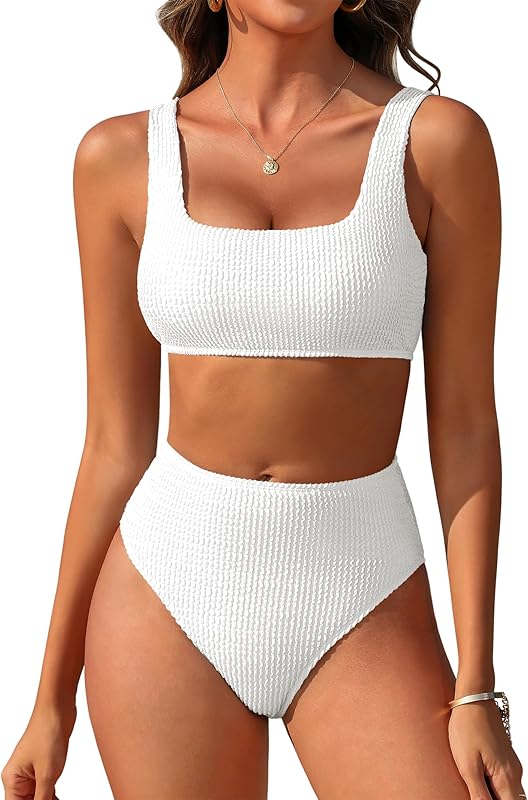 Women Swimsuits Two Piece Bikini Set High Waisted Ribbed Tummy Control Modest Bathing Suits 2025 Beach Swim Wear - Seldom Seen Styles