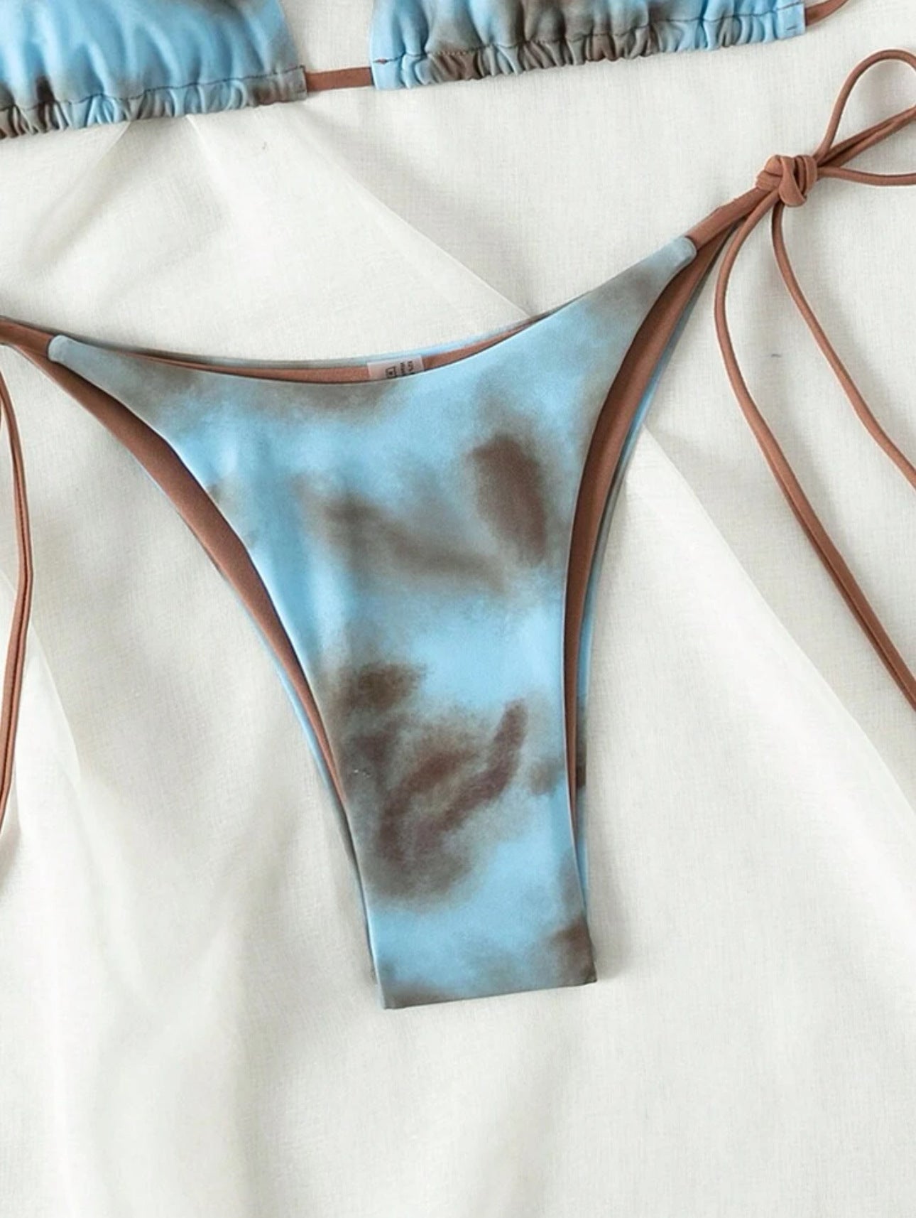 Women's Thong Swimsuit Tie Dye Knot Triangle Bikini Top and String Bottom Set - Seldom Seen Styles