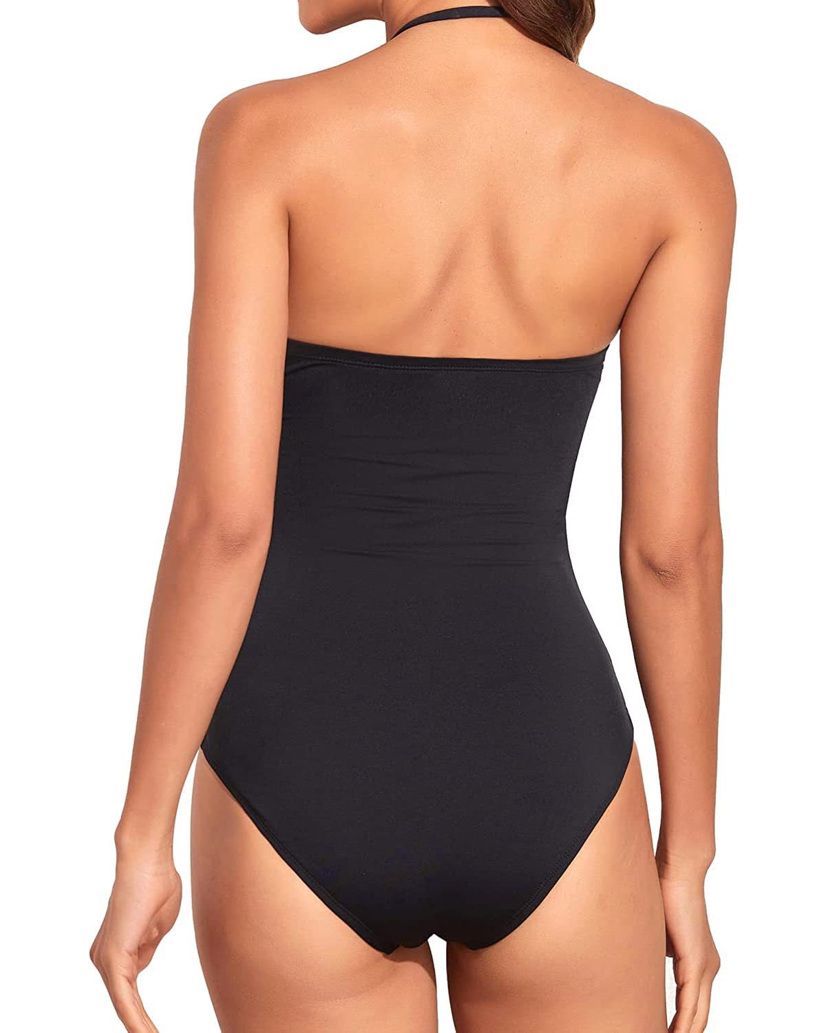 Women Tummy Control One Piece Swimsuits Strapless Bandeau Bathing Suits Slimming Halter Swimwear - Seldom Seen Styles