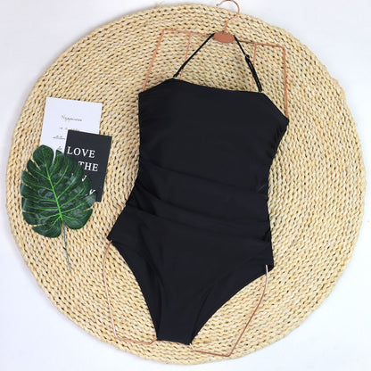 Women Tummy Control One Piece Swimsuits Strapless Bandeau Bathing Suits Slimming Halter Swimwear - Seldom Seen Styles
