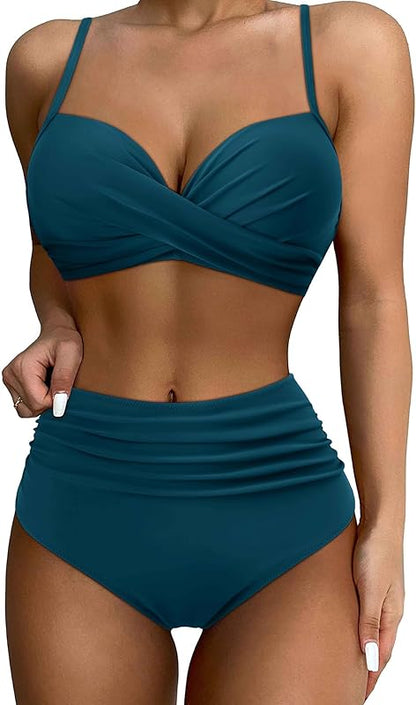 Women Twist High Waisted Bikini Sexy Push Up Two Piece Swimsuits - Seldom Seen Styles