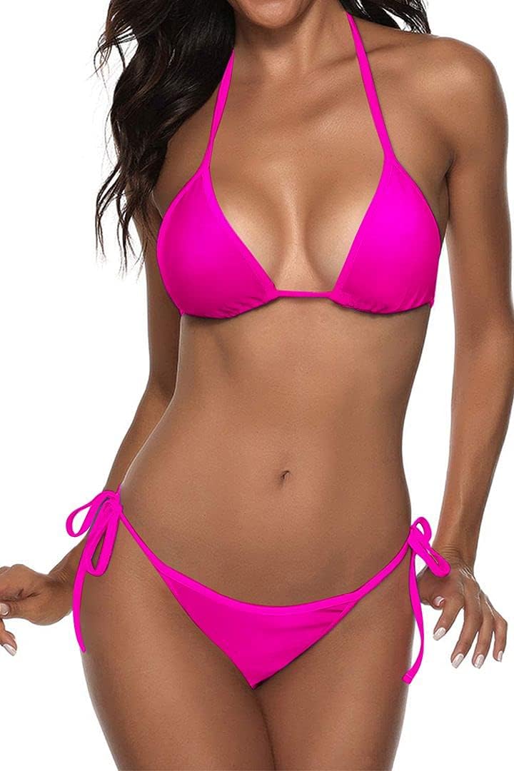 Women Two Piece Swimsuit Sexy Swimwear Halter String Triangle Bikini Sets - Seldom Seen Styles