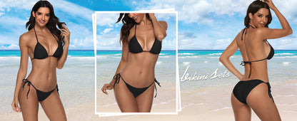 Women Two Piece Swimsuit Sexy Swimwear Halter String Triangle Bikini Sets - Seldom Seen Styles