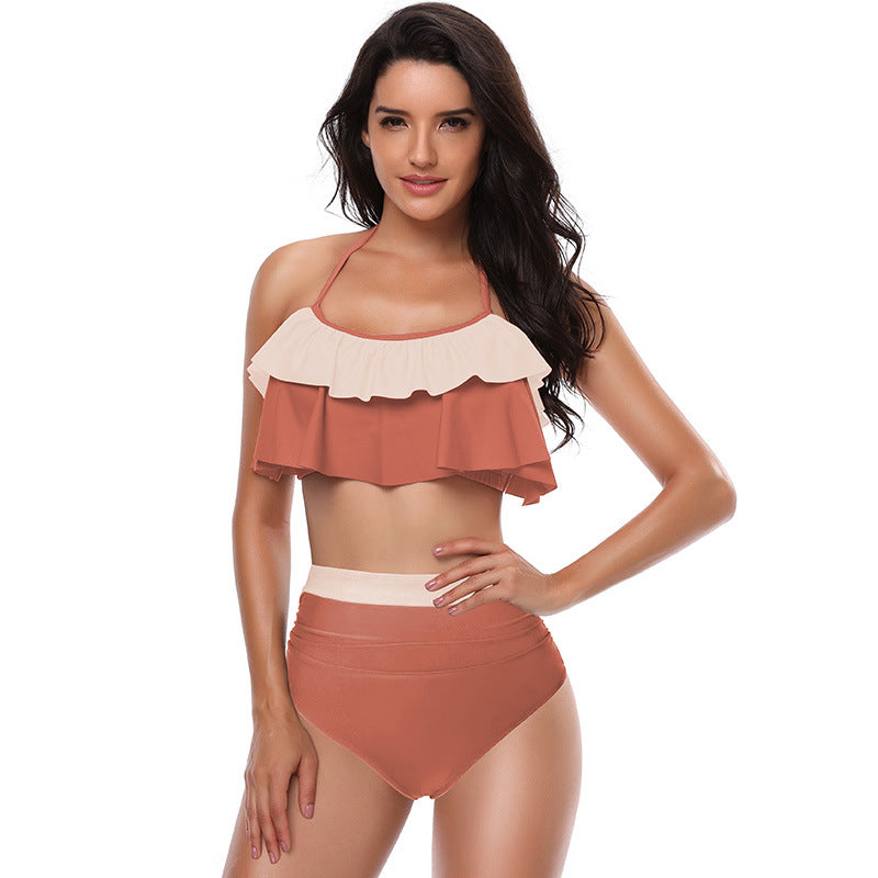 Women Two Piece Swimsuits High Waisted Bikini Teen Ruffle Tummy Control Bottoms Halter Bathing Suits - Seldom Seen Styles