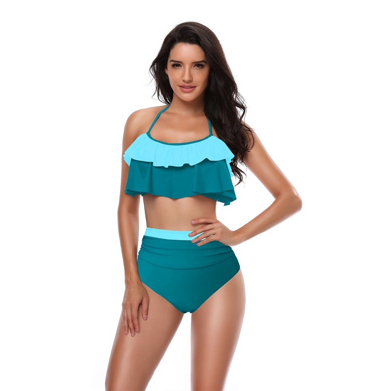 Women Two Piece Swimsuits High Waisted Bikini Teen Ruffle Tummy Control Bottoms Halter Bathing Suits - Seldom Seen Styles