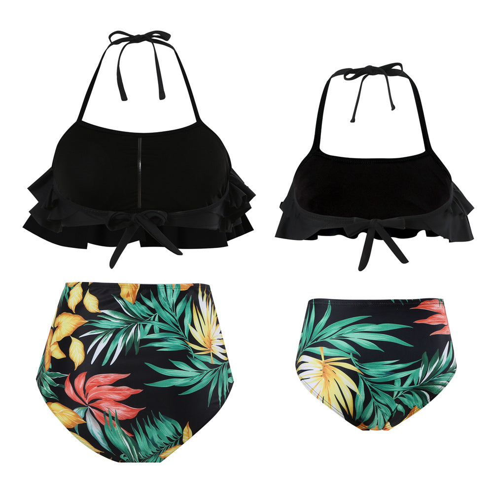 Women Two Piece Swimsuits High Waisted Bikini Teen Ruffle Tummy Control Bottoms Halter Bathing Suits - Seldom Seen Styles