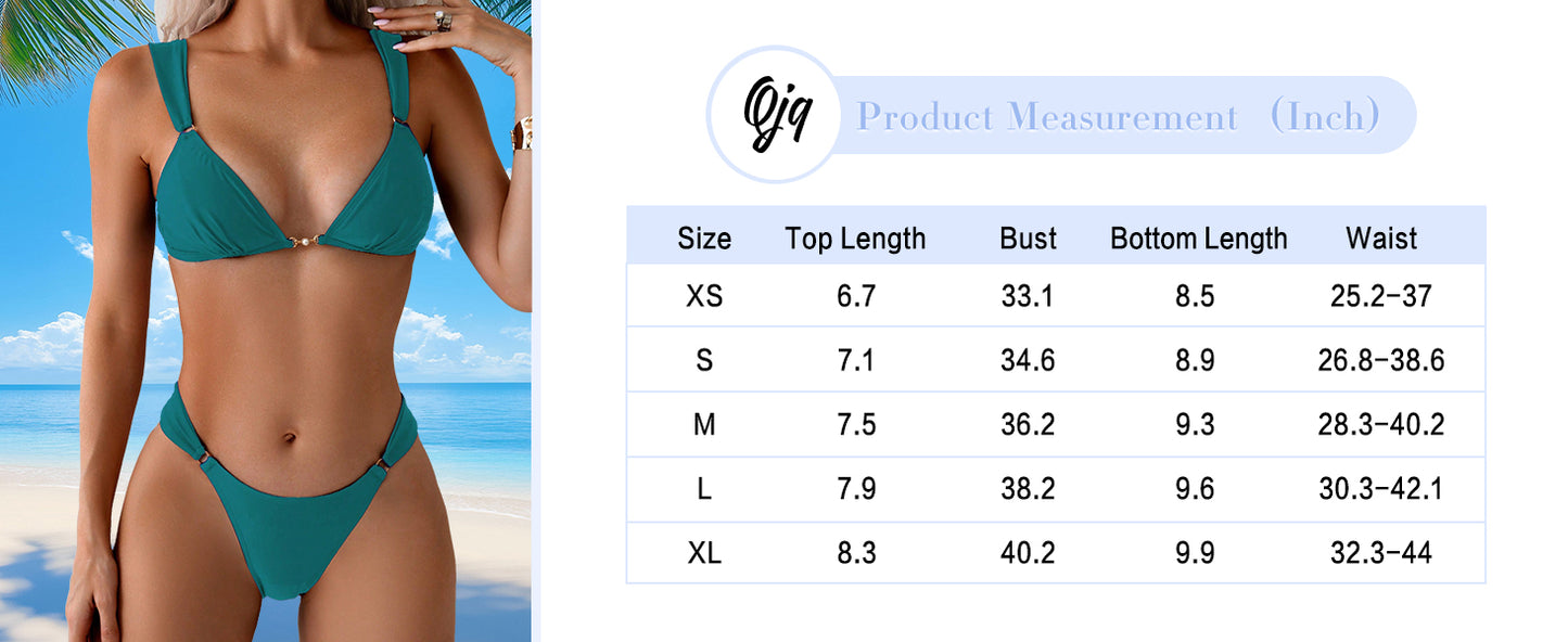 Women's 2 Piece Cheeky Bikini Sets Tie Back Ring Linked Brazilian Swimsuit Sexy Triangle Bathing Suit - Seldom Seen Styles