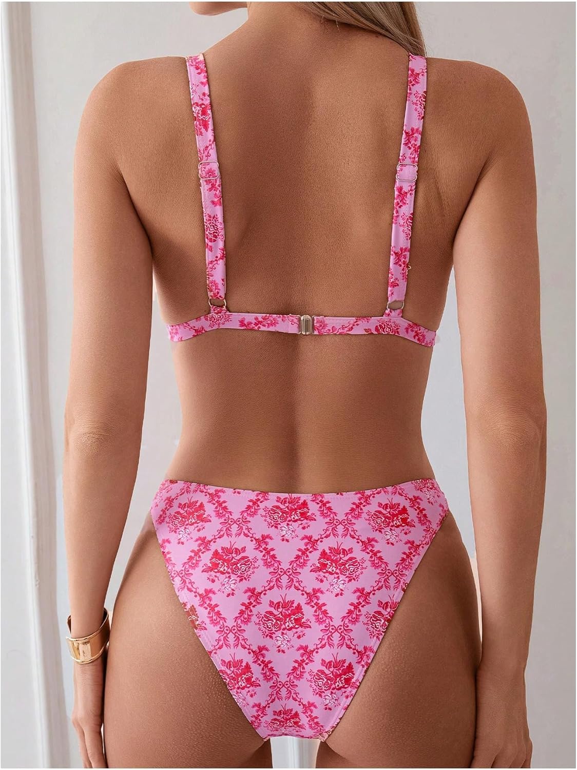 Women's 2 Piece Floral Print Swimsuit Triangle String High Cut Bikini Sets Bathing Suit - Seldom Seen Styles