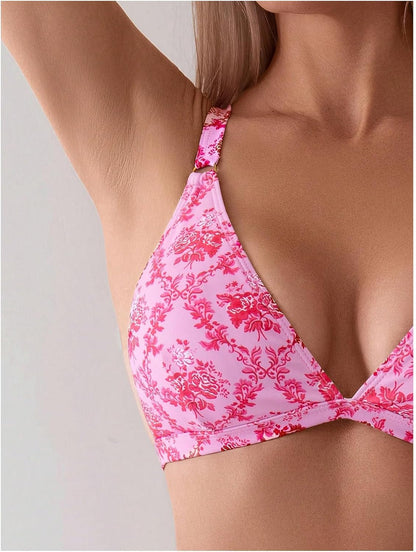 Women's 2 Piece Floral Print Swimsuit Triangle String High Cut Bikini Sets Bathing Suit - Seldom Seen Styles