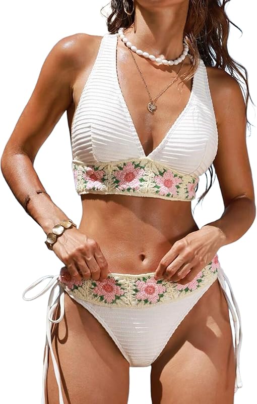 Women's 2 Piece Floral Print Swimsuit Triangle String High Cut Bikini Sets Bathing Suit - Seldom Seen Styles