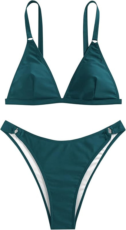 Women's 2 Piece Floral Print Swimsuit Triangle String High Cut Bikini Sets Bathing Suit - Seldom Seen Styles