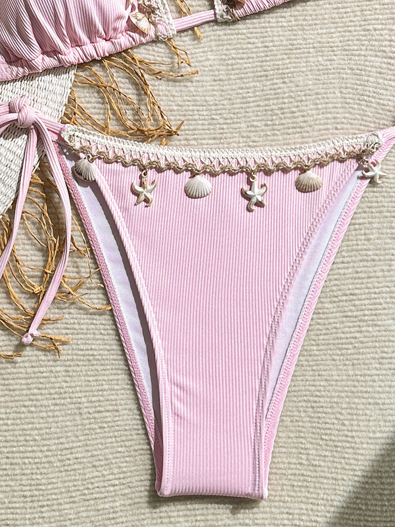 Women's 2 Piece Halter Triangle Bathing Suit Ribbed Bikini Swimsuits - Seldom Seen Styles