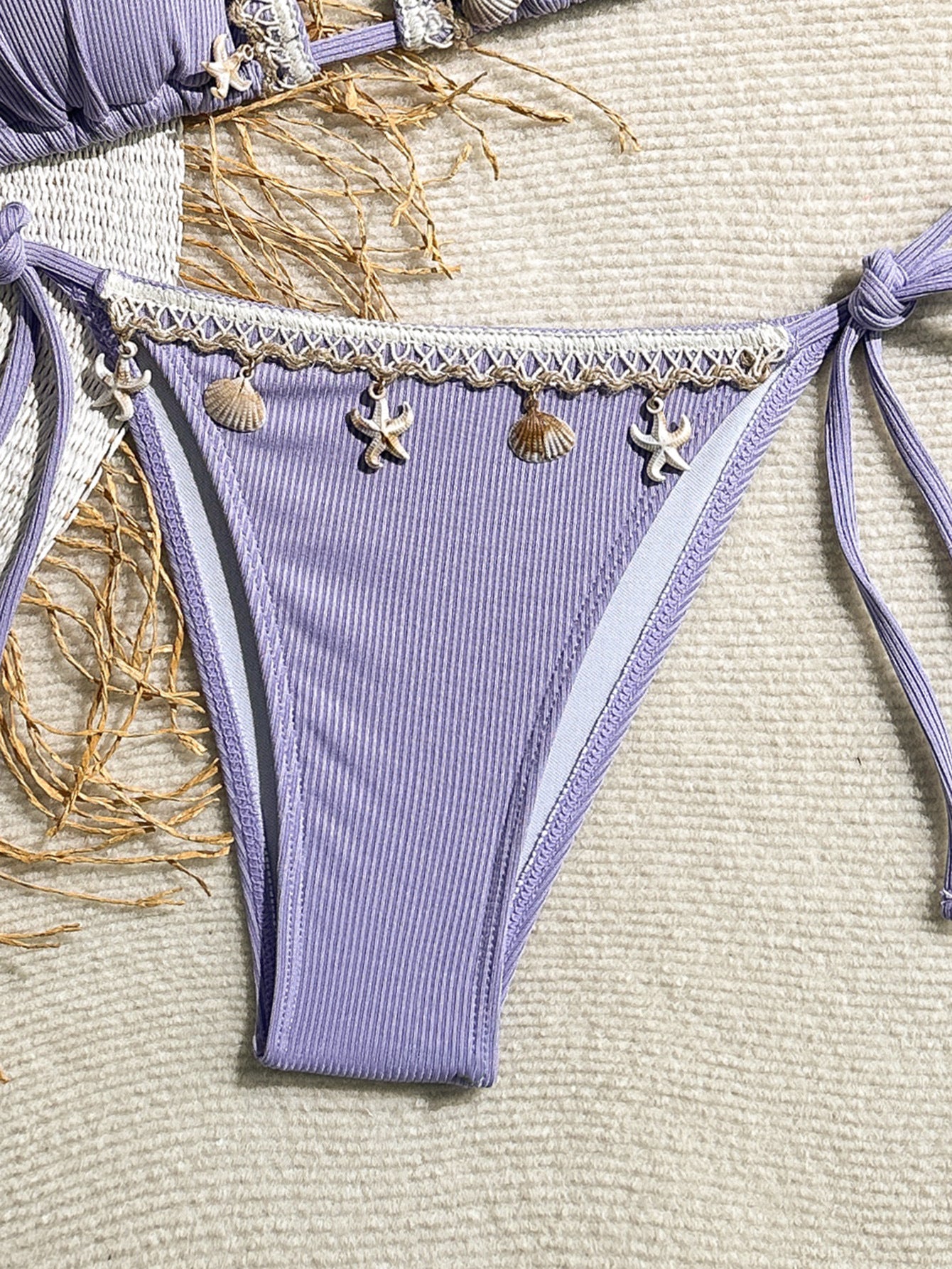 Women's 2 Piece Halter Triangle Bathing Suit Ribbed Bikini Swimsuits - Seldom Seen Styles