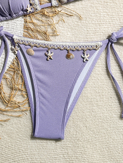 Women's 2 Piece Halter Triangle Bathing Suit Ribbed Bikini Swimsuits - Seldom Seen Styles