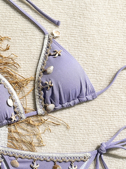 Women's 2 Piece Halter Triangle Bathing Suit Ribbed Bikini Swimsuits - Seldom Seen Styles