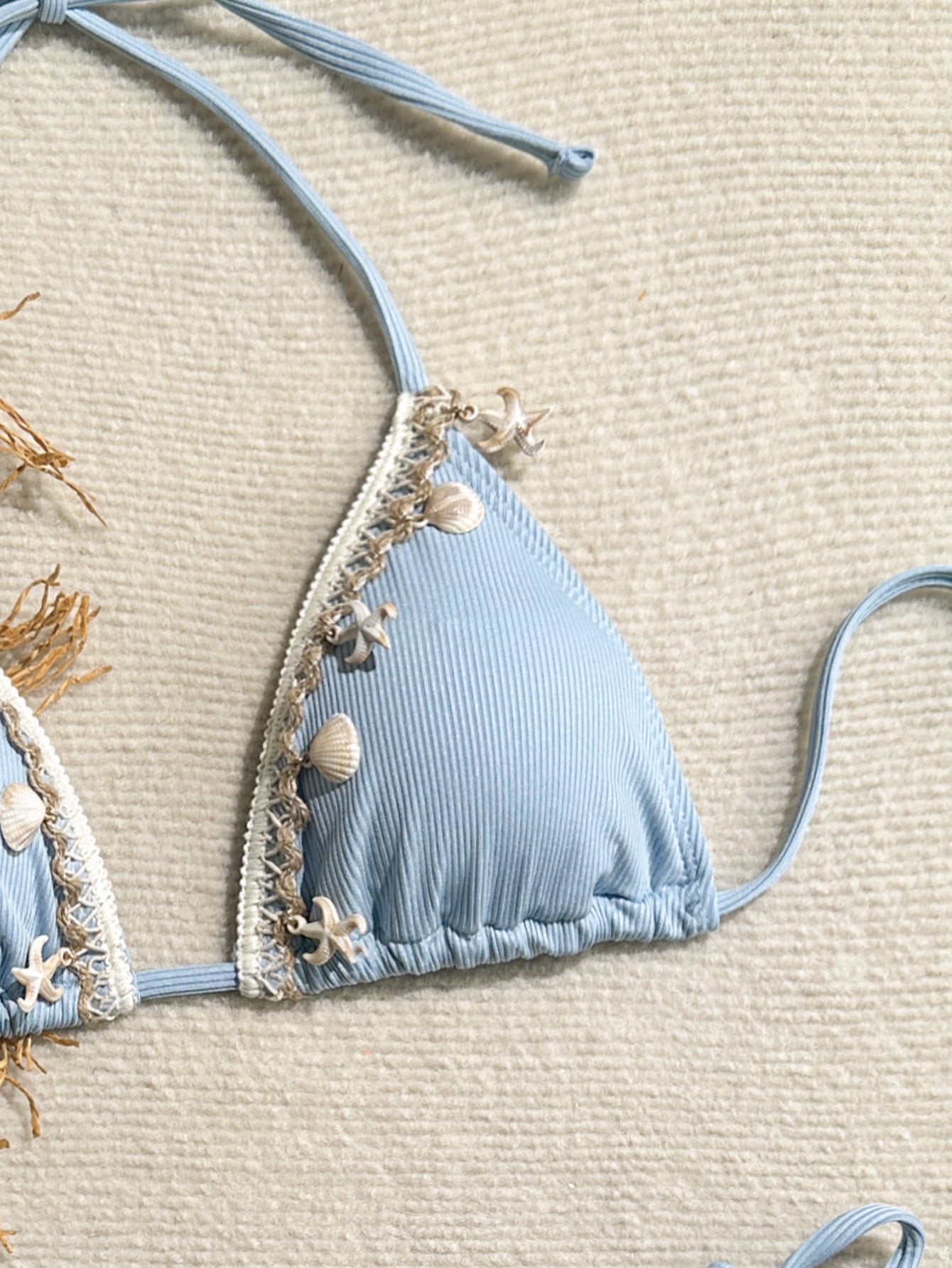 Women's 2 Piece Halter Triangle Bathing Suit Ribbed Bikini Swimsuits - Seldom Seen Styles