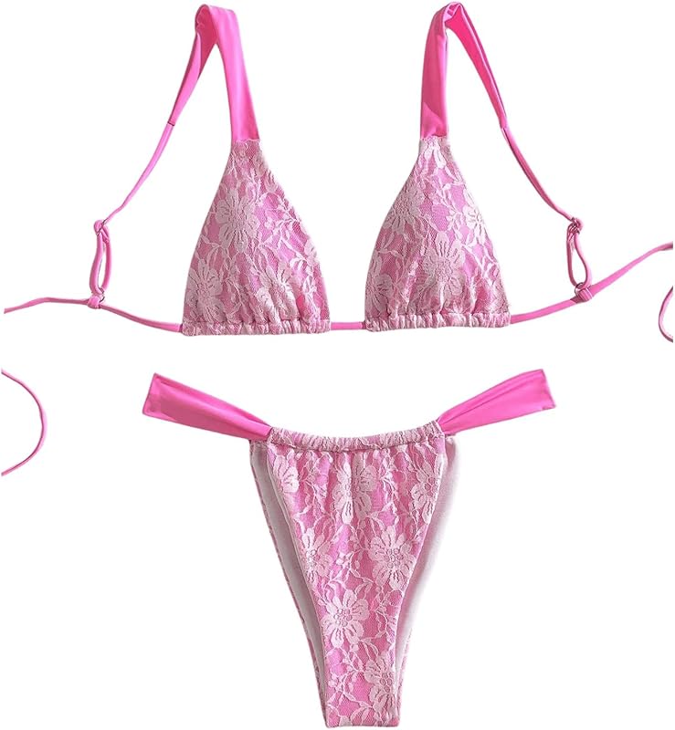 Women's 2 Piece Leopard Floral Bathing Suit Wireless Triangle Swimsuit High Waisted Bikini Sets - Seldom Seen Styles