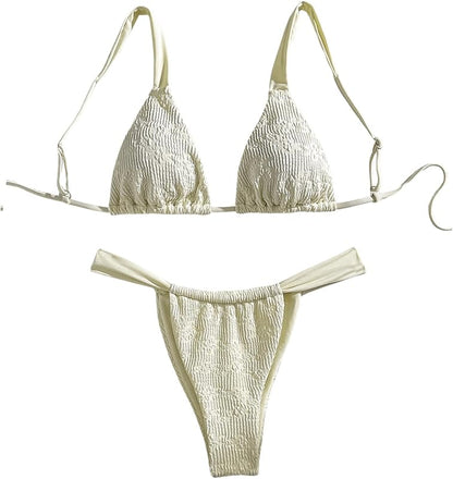 Women's 2 Piece Leopard Floral Bathing Suit Wireless Triangle Swimsuit High Waisted Bikini Sets - Seldom Seen Styles