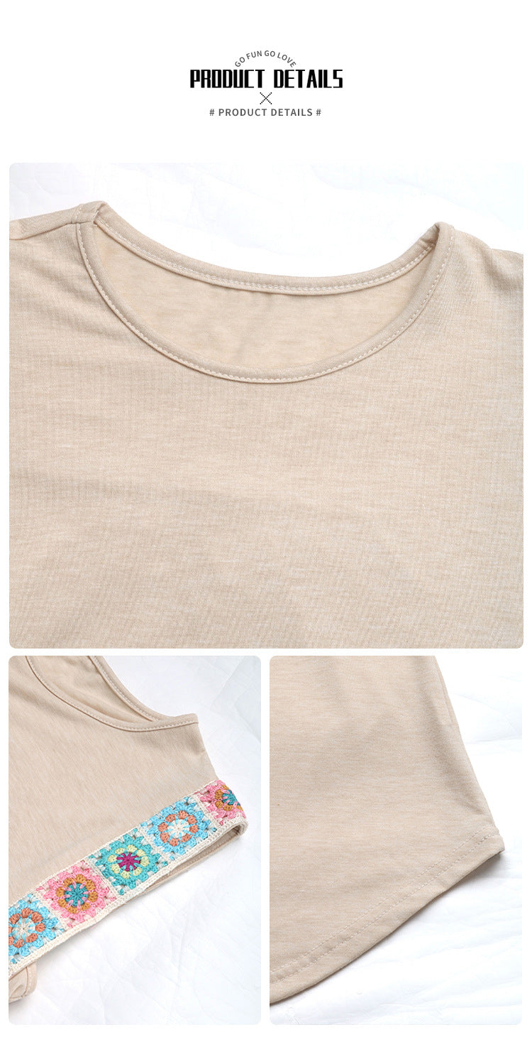 Women's 2025 Summer Fashion Cap Sleeve Tops for Women Round Neck Ribbon Splicing Casual Sleeveless Sweatshirt Top - Seldom Seen Styles