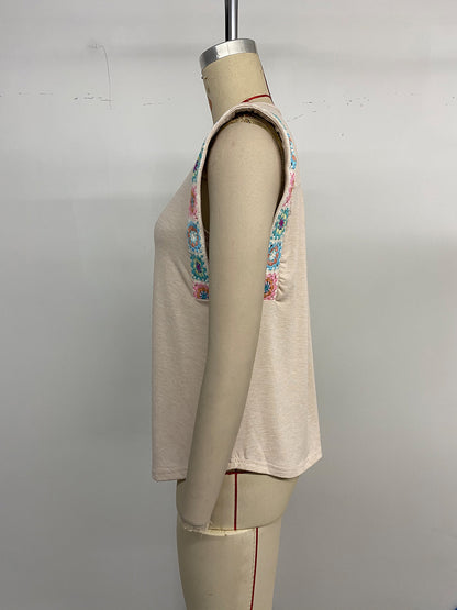 Women's 2025 Summer Fashion Cap Sleeve Tops for Women Round Neck Ribbon Splicing Casual Sleeveless Sweatshirt Top - Seldom Seen Styles