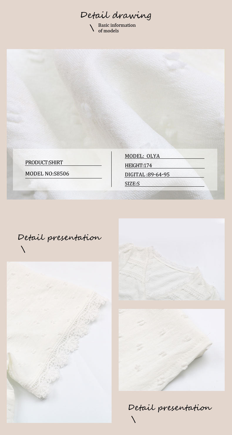 Women's 2025 Summer V Neck Lace Crochet Blouse Swiss Dot Business Casual Cute Shirts Tops - Seldom Seen Styles