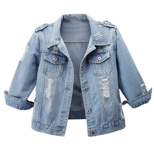 Women’s 3/4 Sleeve Washed Denim Jackets Distressed Light Cropped Jean Jackets Coats Casual Womenswear - Seldom Seen Styles