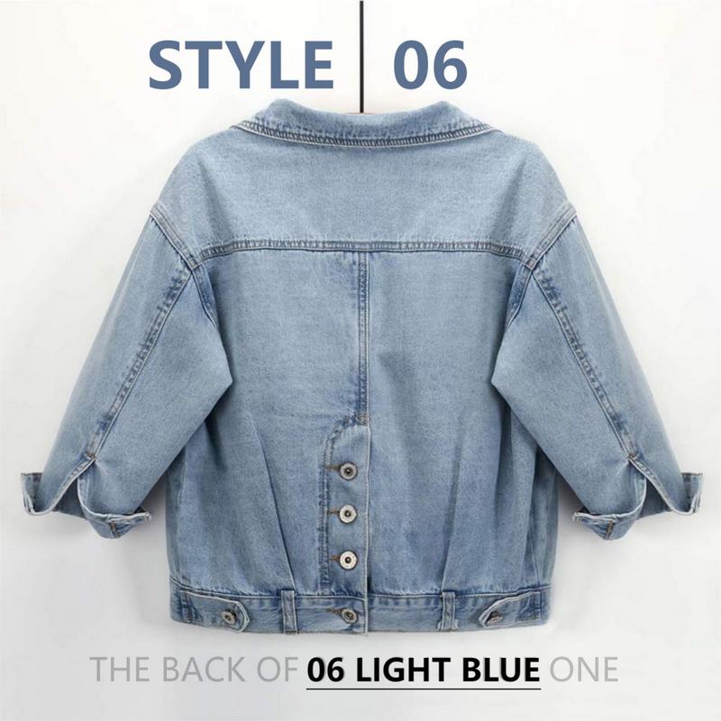 Women’s 3/4 Sleeve Washed Denim Jackets Distressed Light Cropped Jean Jackets Coats Casual Womenswear - Seldom Seen Styles