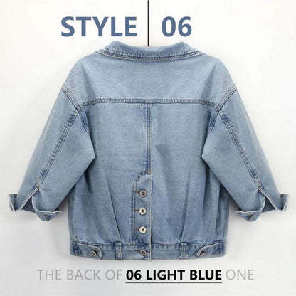 Women’s 3/4 Sleeve Washed Denim Jackets Distressed Light Cropped Jean Jackets Coats Casual Womenswear - Seldom Seen Styles