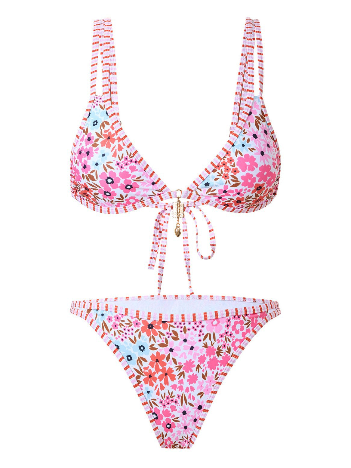 Women's Bathing Suits Floral Print Triangle Bikini Set Spaghetti Straps Two Piece Swimsuits - Seldom Seen Styles