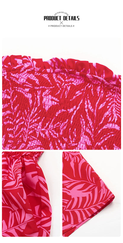 Women's Beach Vacation Clothes Summer Tube Top Romper Floral Strapless Wide Leg Jumpsuit - Seldom Seen Styles