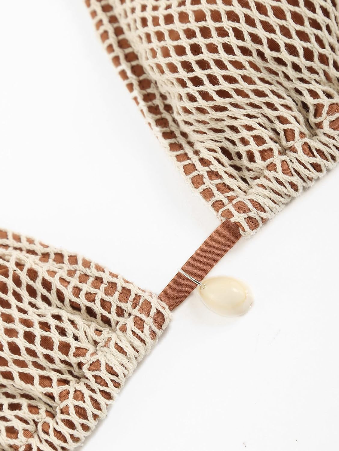 Women's Bikini Sets Halter Fishnet Shell Decorated Two Piece Swimsuit Sexy Side Tie Thong Bandeau Bathing Suits - Seldom Seen Styles