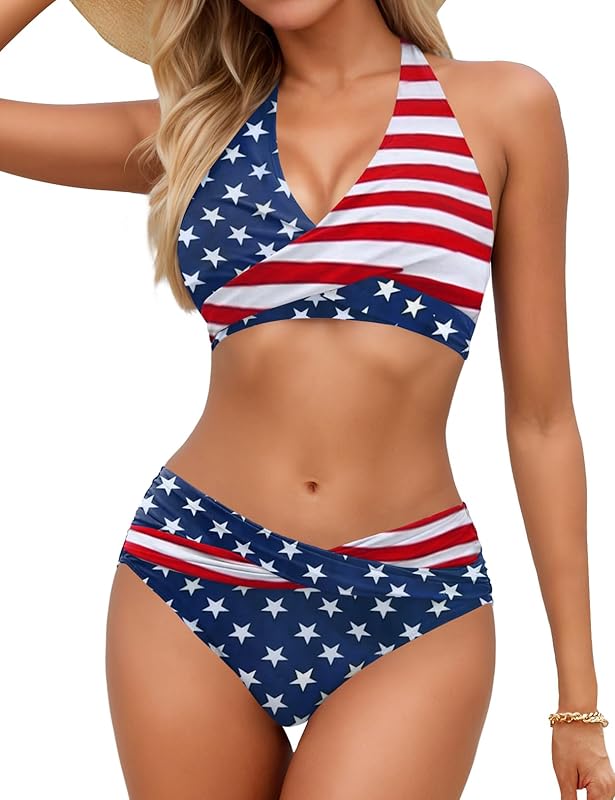 Women's Bikini Sets Twist Front Two Piece Swimsuit Halter Bathing Suit - Seldom Seen Styles