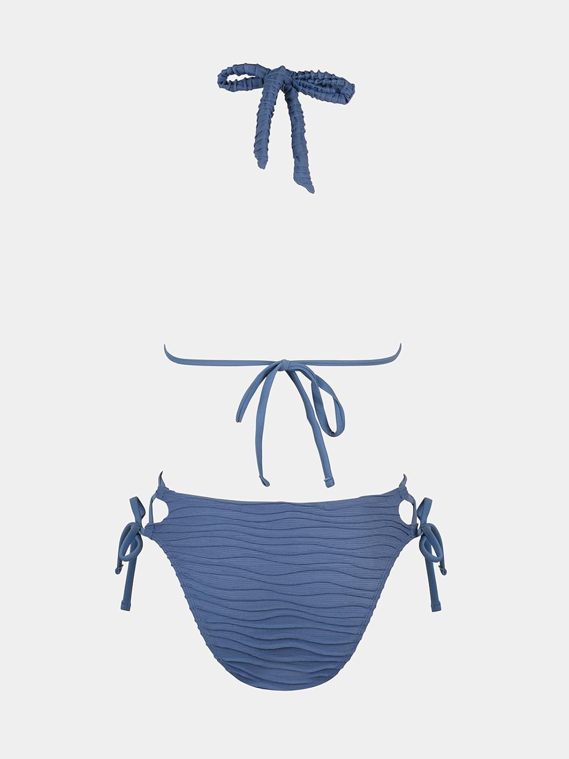 Women's Bikini Sets Two Piece Swimsuit Plunging Neck Halter Cheeky Bottom Low Rise Strappy Side Tie - Seldom Seen Styles