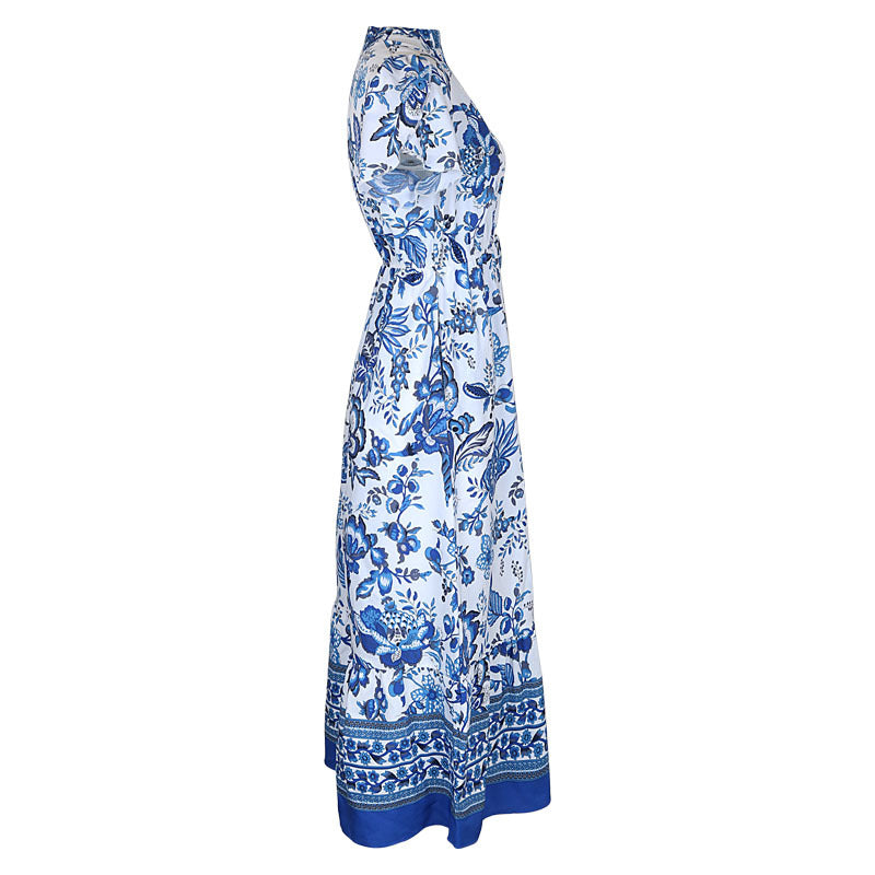 Women's  Boho Floral Maxi Dress Curvy Short Sleeve Shirred Squared Neck Flomal Long Dress - Seldom Seen Styles