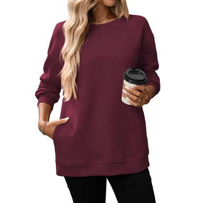 Women's Casual Crew Neck Sweatshirt Loose Soft  Pullover Tops Neck Long Sleeve Sweatshirt Y2K Fashion Pullover Fleece Sweatshirt - Seldom Seen Styles